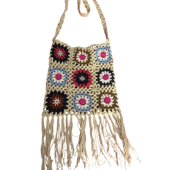 Handmade Multicolor Crochet Fringe Bag - Picture 3 of 4